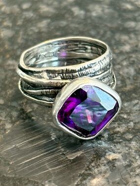 Silpada 925 Sterling Silver Amethyst Ring - Gladiator Glam - Size 7